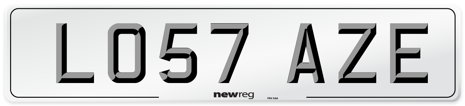 LO57 AZE Number Plate from New Reg